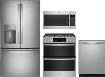 4 Piece Package Includes Refrigerator, Range, Microwave And Dishwasher